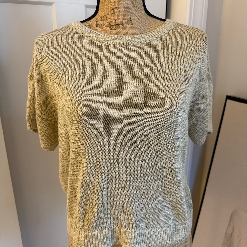 LOFT Gold/Tan Knit Short sleeve Sweater
